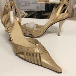 Navid o Nadia High Heel Snake Gold & Crystal Pumps